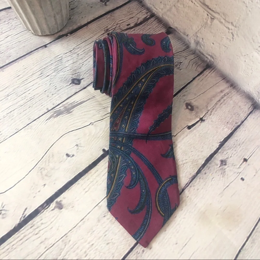 Pink and Blue Paisley Silk Tie